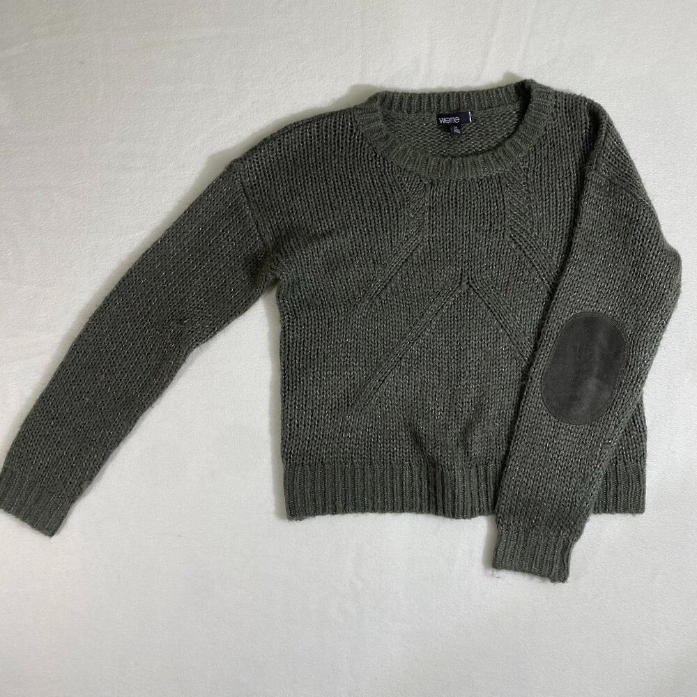 Valette Sweater Womens Medium Green knit style with elbow patches